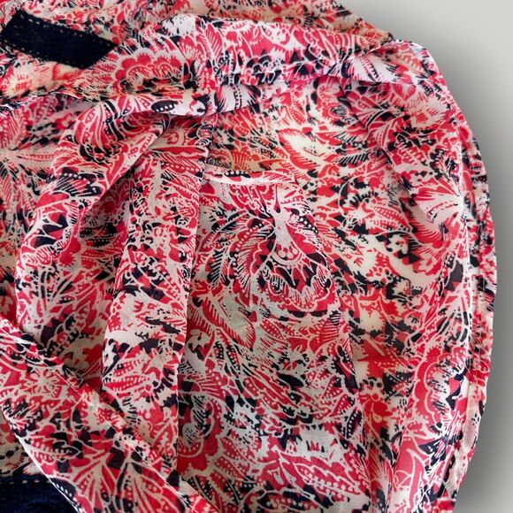 Red Camel Women's M Boho Multicolor Short Flutter Sleeve Pullover Blouse - Picture 7 of 10